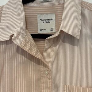 Abercrombie & Fitch Women's Tan Stripe Button-Up Shirt